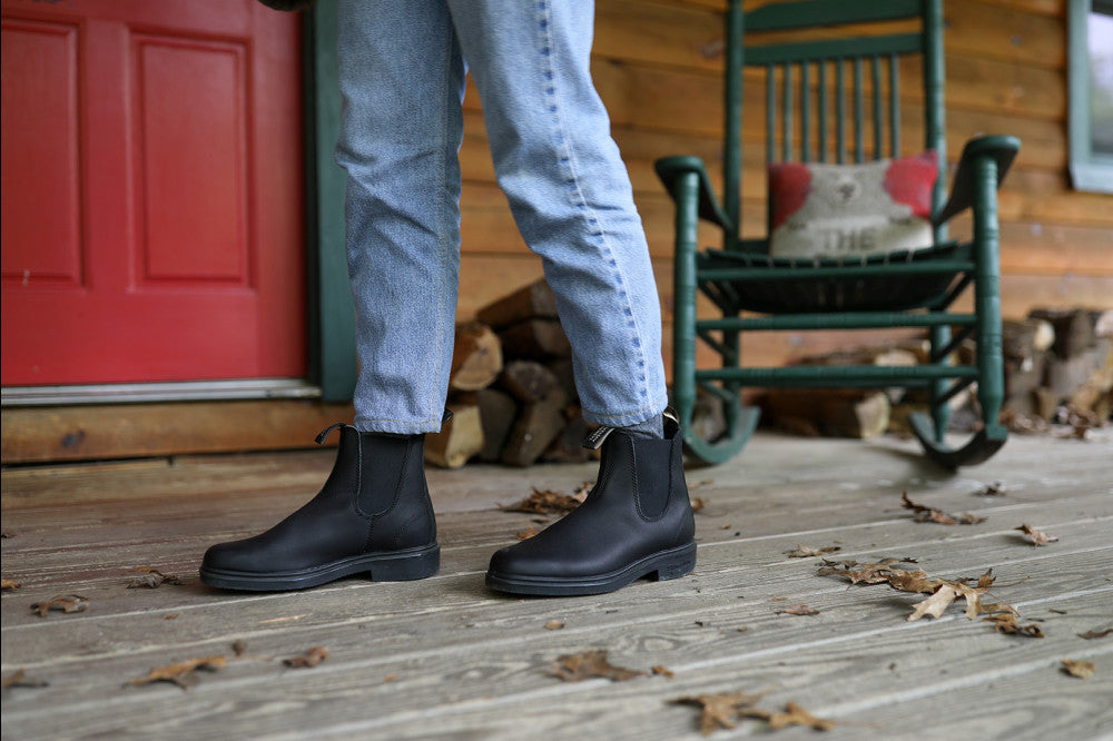 Black Full Grain Leather Chelsea Boots, Women's Dress 063