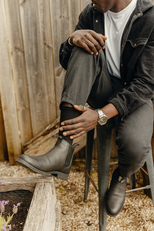 Black Leather Ankle Boots, Men's Dress 1901