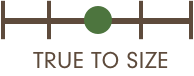 Logo with a green circle and text 'True to Size' on a brown background